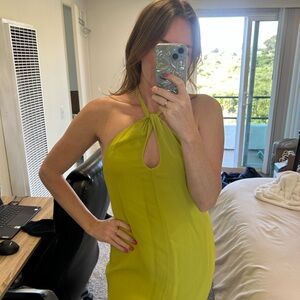 Reformation BIDI chartreuse halter dress- BRAND NEW